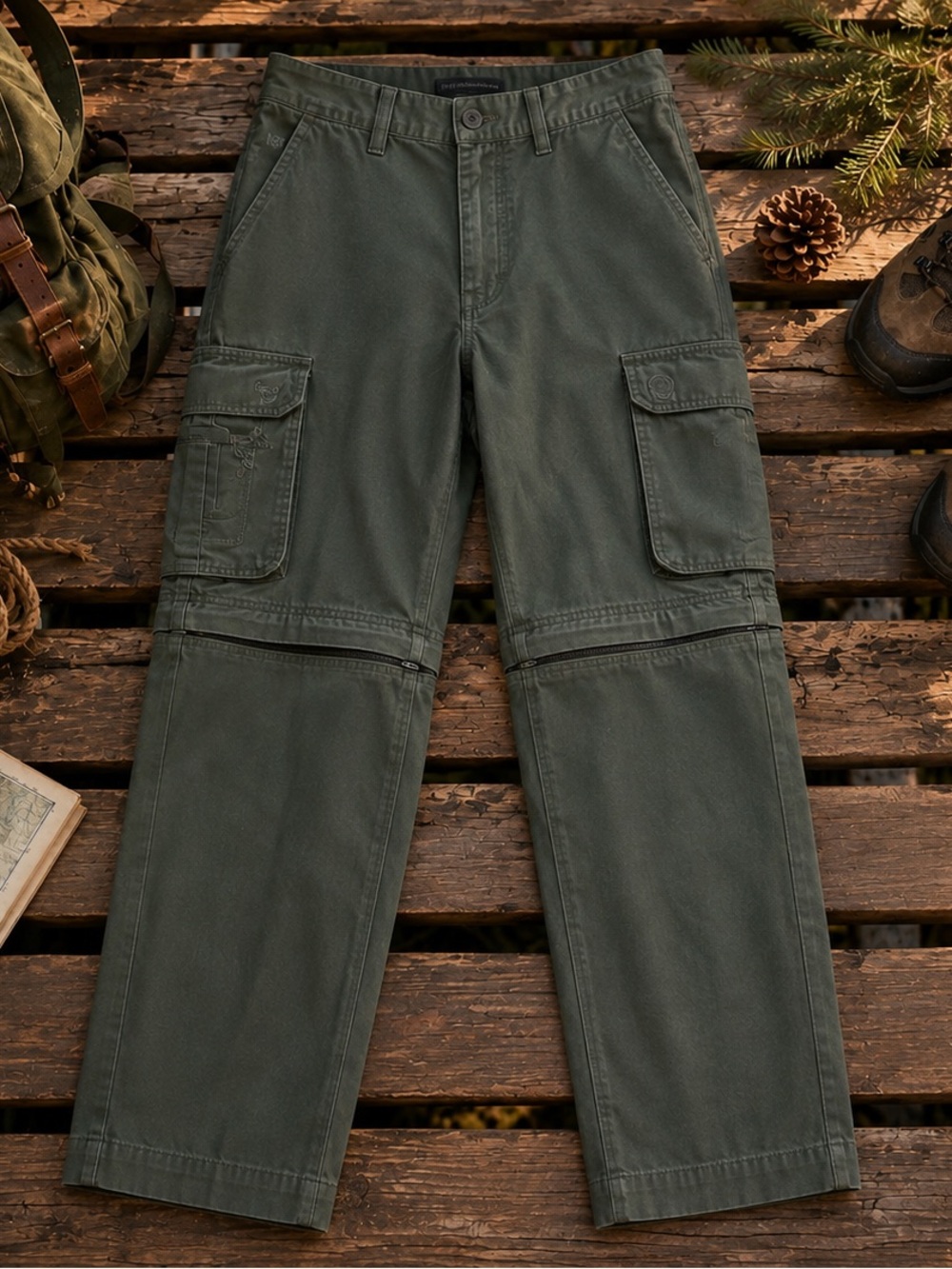 Boy Scouts of America Convertible Cargo Pants Youth 10 Olive Zip-Off Hiking Camp